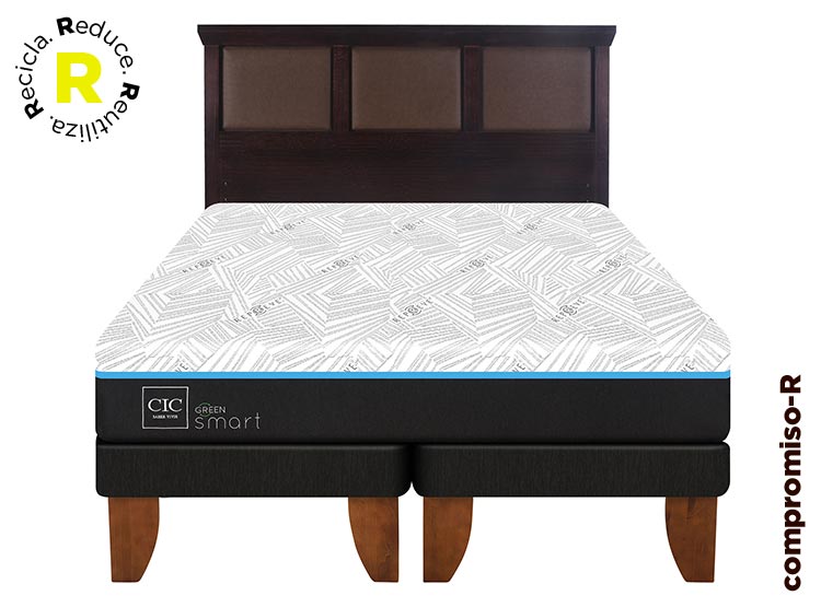 JUEGO DE DORMITORIO CIC CAMA EUROPEA GREEN INFINITY BD KING + RESPALDO TORINO CHOCOLATE - 1