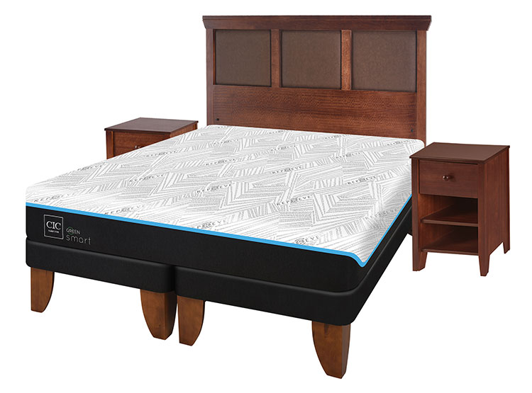 JUEGO DE DORMITORIO CIC CAMA EUROPEA GREEN INFINITY BD 2 PLAZAS + SET TORINO CARAMEL - 2