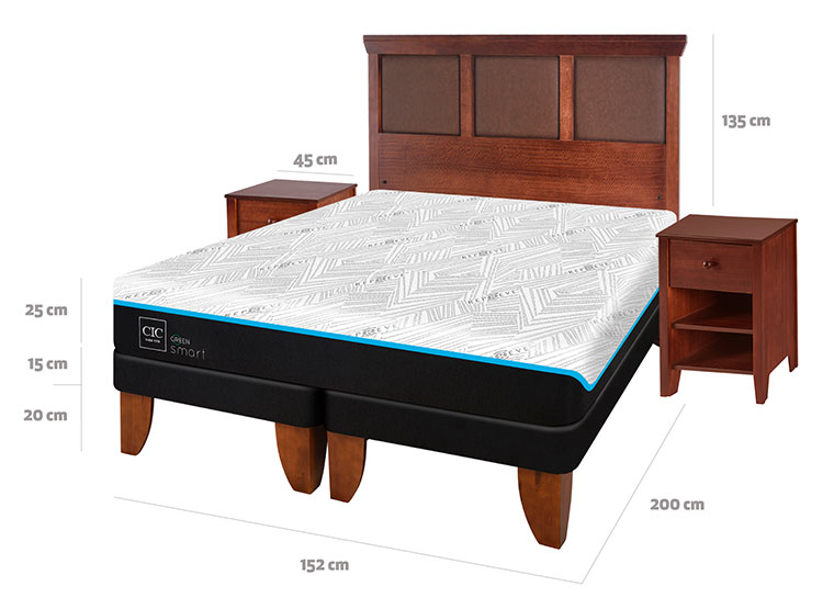 JUEGO DE DORMITORIO CIC CAMA EUROPEA GREEN INFINITY BD 2 PLAZAS + SET TORINO CARAMEL - 3