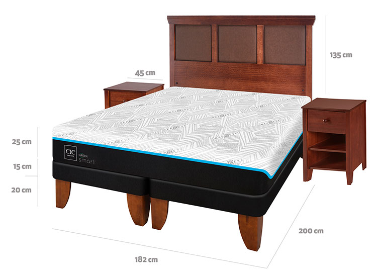 JUEGO DE DORMITORIO CIC CAMA EUROPEA GREEN INFINITY BD KING + SET TORINO CARAMEL - 3