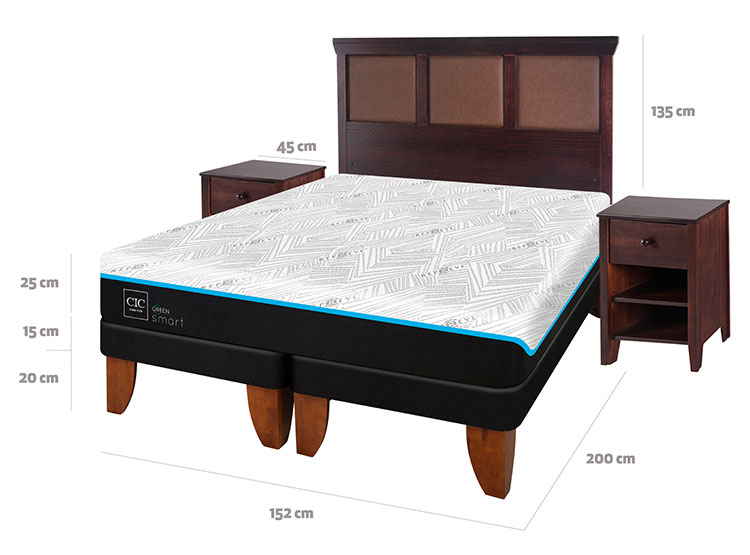 JUEGO DE DORMITORIO CIC CAMA EUROPEA GREEN INFINITY BD 2 PLAZAS + SET TORINO CHOCOLATE - 3