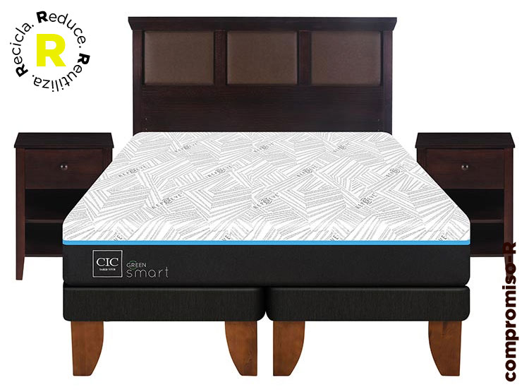 JUEGO DE DORMITORIO CIC CAMA EUROPEA GREEN INFINITY BD 2 PLAZAS + SET TORINO CHOCOLATE - 1