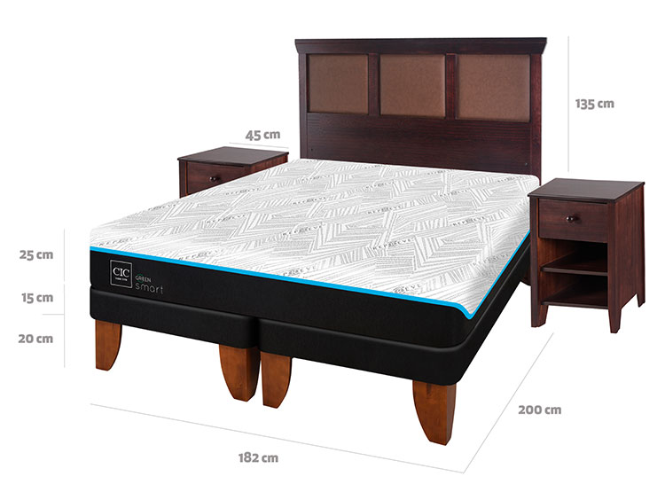 JUEGO DE DORMITORIO CIC CAMA EUROPEA GREEN INFINITY BD KING + SET TORINO CHOCOLATE - 3