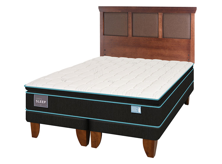JUEGO DE DORMITORIO CIC CAMA EUROPEA GREEN SLEEP BD KING + RESPALDO TORINO CARAMEL - 2