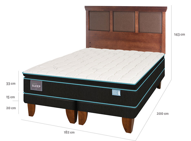 JUEGO DE DORMITORIO CIC CAMA EUROPEA GREEN SLEEP BD KING + RESPALDO TORINO CARAMEL - 3