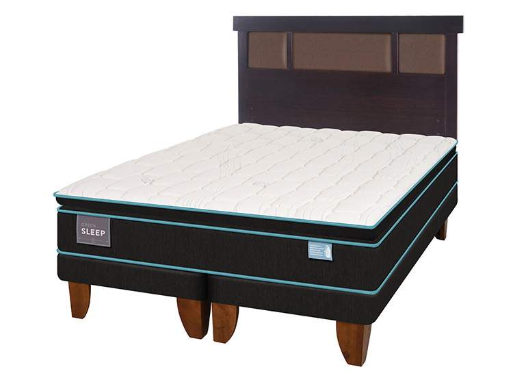 JUEGO DE DORMITORIO CIC CAMA EUROPEA GREEN SLEEP BD 2 PLAZAS + RESPALDO DUBLIN CHOCOLATE - 2