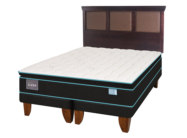 JUEGO DE DORMITORIO CIC CAMA EUROPEA GREEN SLEEP BD KING + RESPALDO TORINO CHOCOLATE - 2