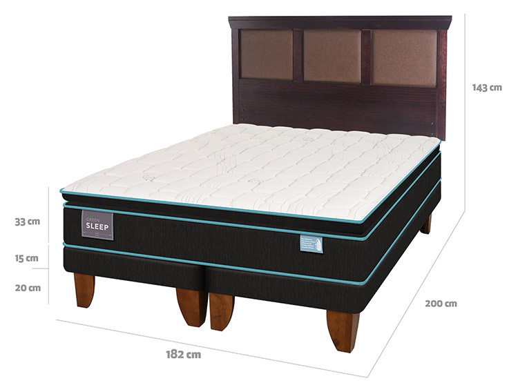 JUEGO DE DORMITORIO CIC CAMA EUROPEA GREEN SLEEP BD KING + RESPALDO TORINO CHOCOLATE - 3