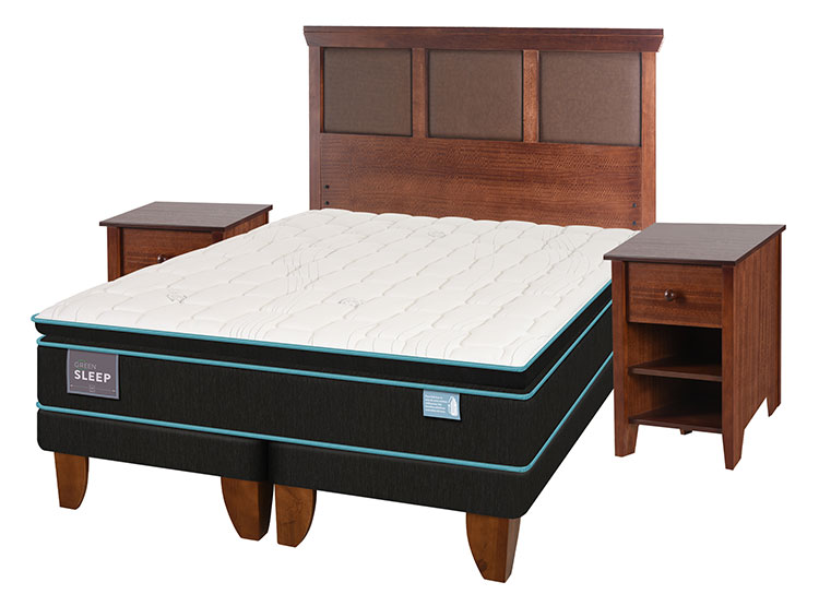 JUEGO DE DORMITORIO CIC CAMA EUROPEA GREEN SLEEP BD KING + SET TORINO CARAMEL - 2
