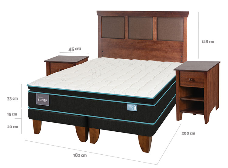JUEGO DE DORMITORIO CIC CAMA EUROPEA GREEN SLEEP BD KING + SET TORINO CARAMEL - 3
