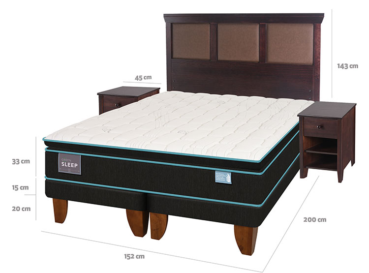 JUEGO DE DORMITORIO CIC CAMA EUROPEA GREEN SLEEP BD 2 PLAZAS + SET TORINO CHOCOLATE - 3