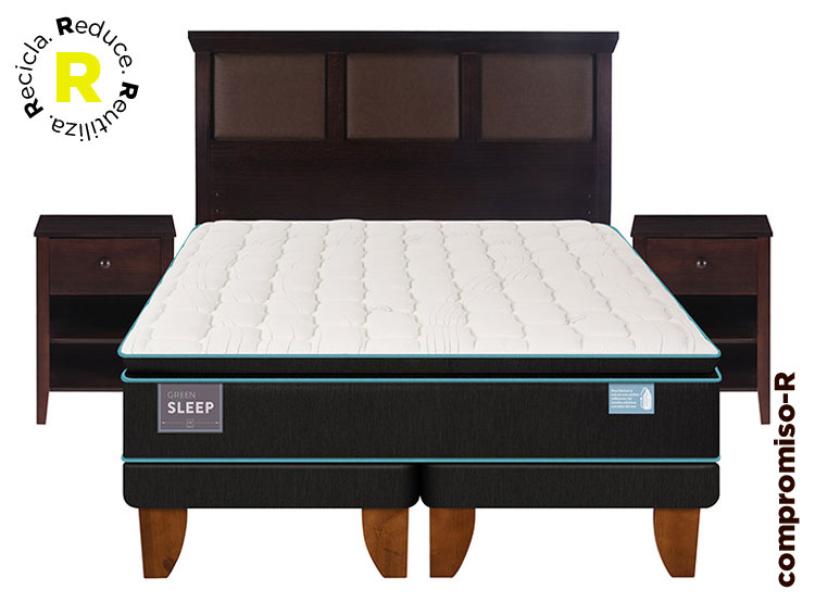 JUEGO DE DORMITORIO CIC CAMA EUROPEA GREEN SLEEP BD KING + SET TORINO CHOCOLATE - 1