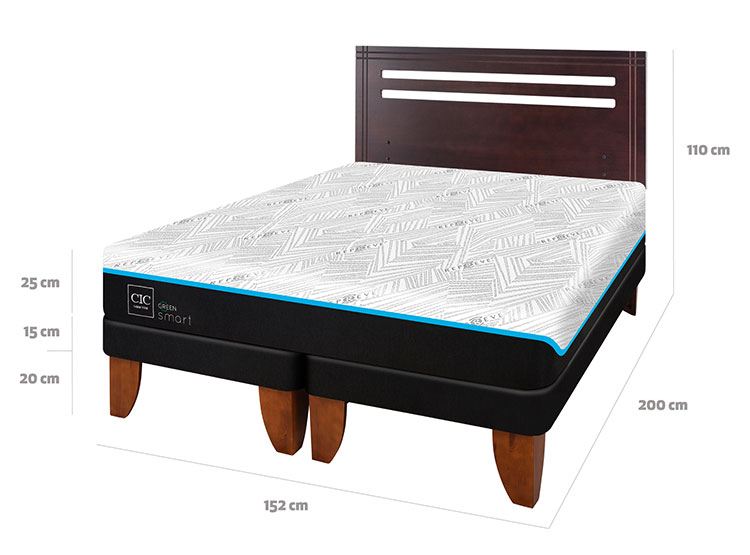 JUEGO DE DORMITORIO CIC CAMA EUROPEA GREEN INFINITY BD 2 PLAZAS + RESPALDO MUNICH - 3