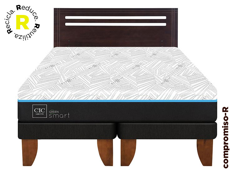 JUEGO DE DORMITORIO CIC CAMA EUROPEA GREEN INFINITY BD 2 PLAZAS + RESPALDO MUNICH - 1