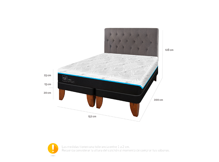 JUEGO DE DORMITORIO CIC CAMA EUROPEA GREEN INFINITY BD 2 PLAZAS + RESPALDO KAVERY - 3