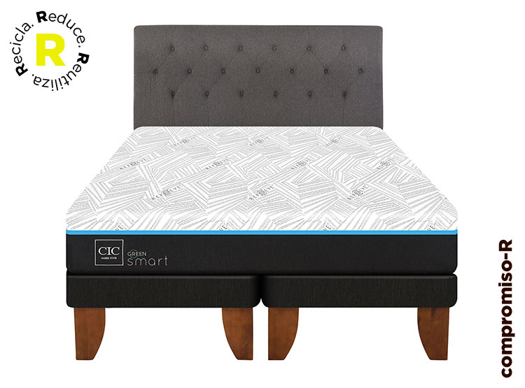 JUEGO DE DORMITORIO CIC CAMA EUROPEA GREEN INFINITY BD 2 PLAZAS + RESPALDO KAVERY - 1
