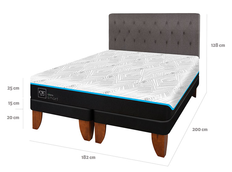 JUEGO DE DORMITORIO CIC CAMA EUROPEA GREEN INFINITY BD KING + RESPALDO KAVERY - 3
