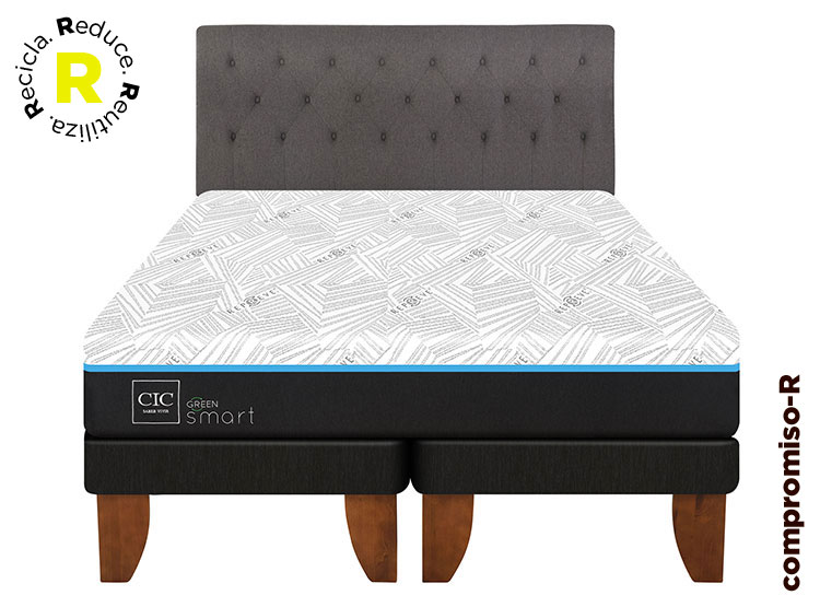 JUEGO DE DORMITORIO CIC CAMA EUROPEA GREEN INFINITY BD KING + RESPALDO KAVERY - 1