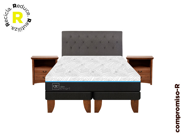 JUEGO DE DORMITORIO CIC CAMA EUROPEA GREEN INFINITY BD 2 PLAZAS + SET KAVERY - 1