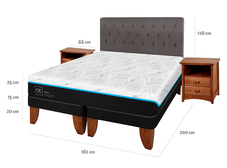 JUEGO DE DORMITORIO CIC CAMA EUROPEA GREEN INFINITY BD KING + SET KAVERY - 3