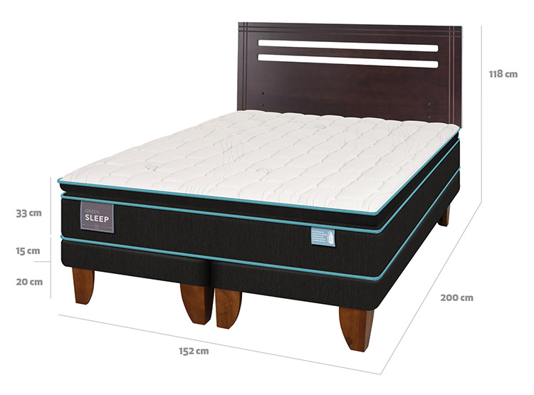 JUEGO DE DORMITORIO CIC CAMA EUROPEA GREEN SLEEP BD 2 PLAZAS + RESPALDO MUNICH - 3