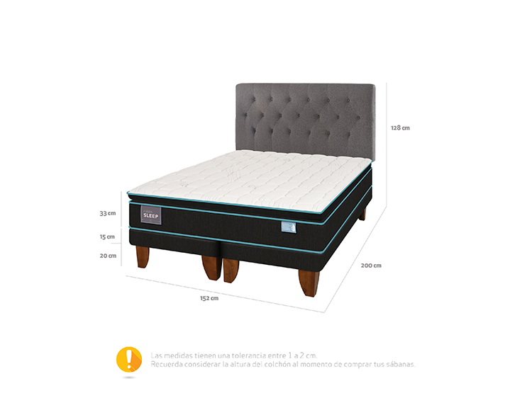 JUEGO DE DORMITORIO CIC CAMA EUROPEA GREEN SLEEP BD 2 PLAZAS + RESPALDO KAVERY - 3