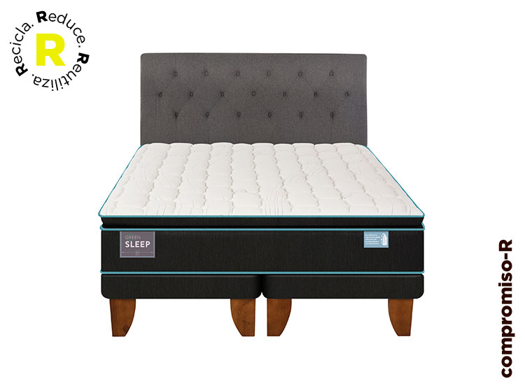 JUEGO DE DORMITORIO CIC CAMA EUROPEA GREEN SLEEP BD 2 PLAZAS + RESPALDO KAVERY - 1