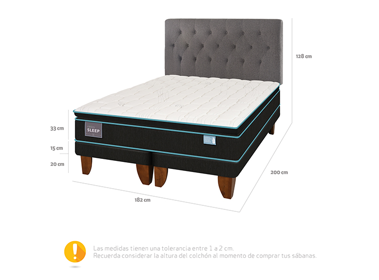 JUEGO DE DORMITORIO CIC CAMA EUROPEA GREEN SLEEP BD KING + RESPALDO KAVERY - 3