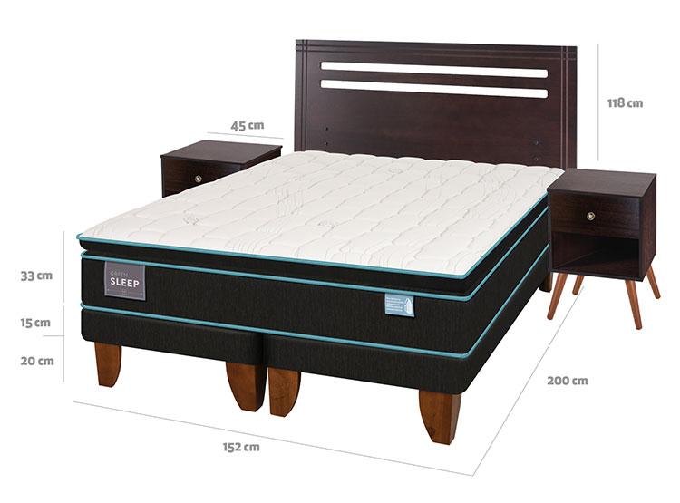 JUEGO DE DORMITORIO CIC CAMA EUROPEA GREEN SLEEP BD 2 PLAZAS + SET MUNICH - 3