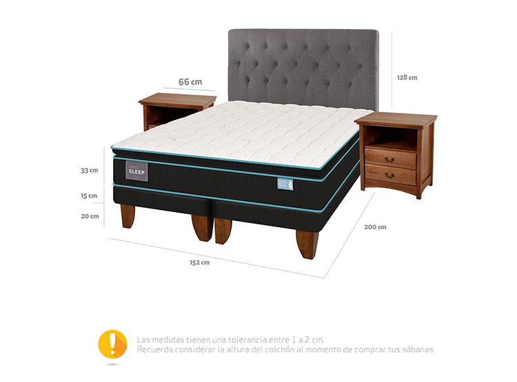 JUEGO DE DORMITORIO CIC CAMA EUROPEA GREEN SLEEP BD 2 PLAZAS + SET KAVERY - 3