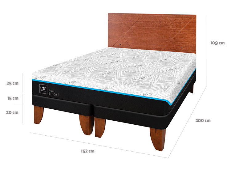 JUEGO DE DORMITORIO CIC CAMA EUROPEA GREEN INFINITY BD 2 PLAZAS + RESPALDO VILLARRICA - 3