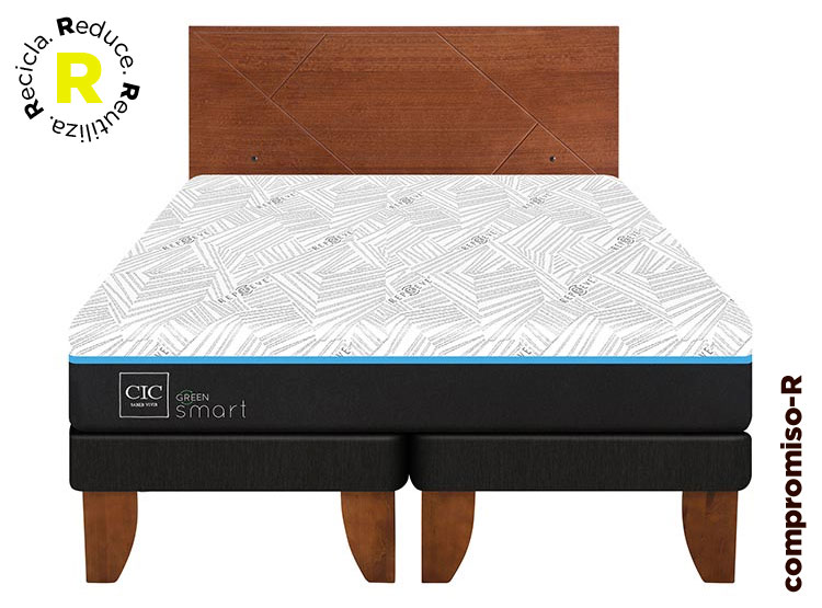 JUEGO DE DORMITORIO CIC CAMA EUROPEA GREEN INFINITY BD 2 PLAZAS + RESPALDO VILLARRICA - 1