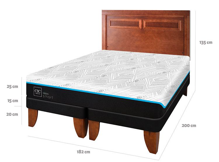 JUEGO DE DORMITORIO CIC CAMA EUROPEA GREEN INFINITY BD KING + RESPALDO MILAN - 3