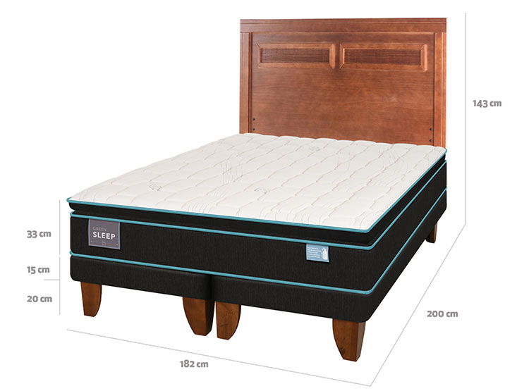 JUEGO DE DORMITORIO CIC CAMA EUROPEA GREEN SLEEP BD KING + RESPALDO MILAN - 3