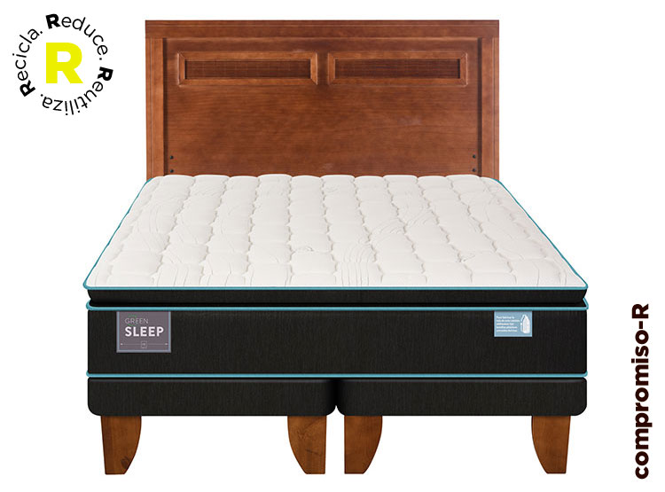 JUEGO DE DORMITORIO CIC CAMA EUROPEA GREEN SLEEP BD KING + RESPALDO MILAN - 1
