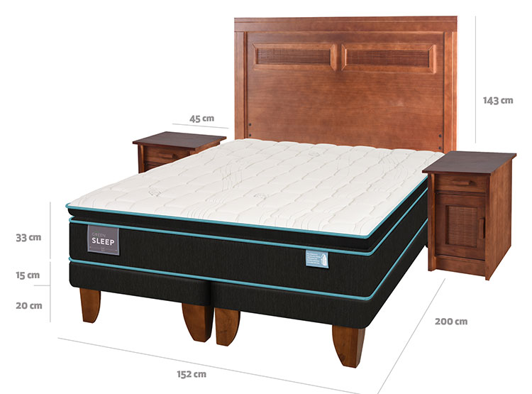 JUEGO DE DORMITORIO CIC CAMA EUROPEA GREEN SLEEP BD 2 PLAZAS + SET MILAN - 3
