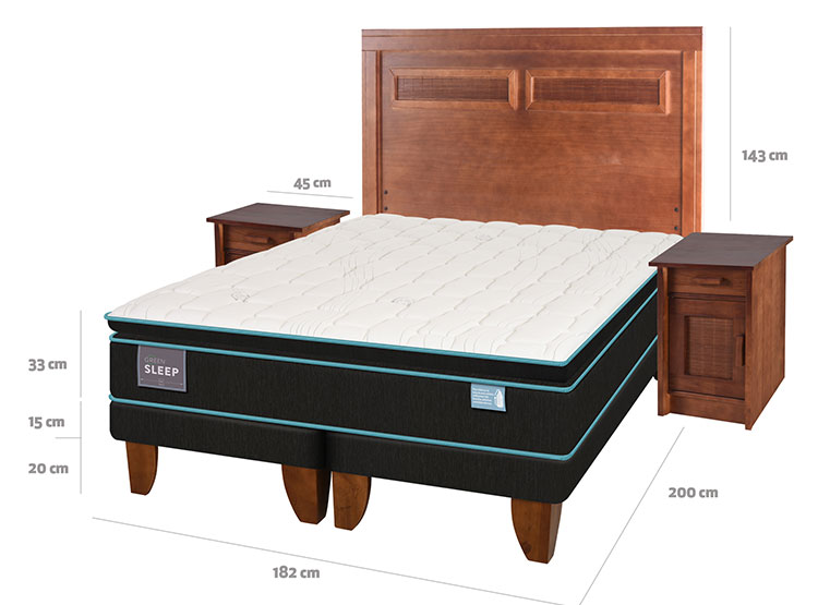 JUEGO DE DORMITORIO CIC CAMA EUROPEA GREEN SLEEP BD KING + SET MILAN - 3
