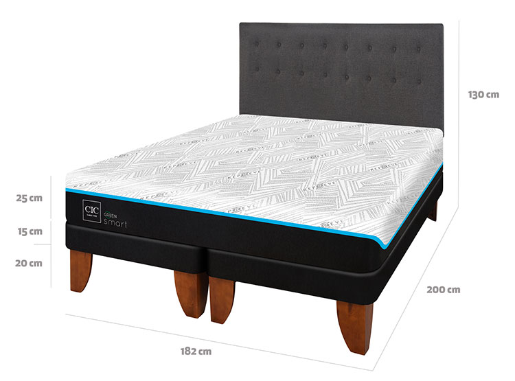 JUEGO DE DORMITORIO CIC CAMA EUROPEA GREEN INFINITY BD KING + RESPALDO EUFRATES - 3