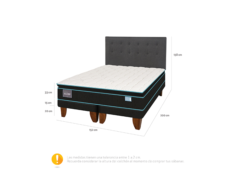 JUEGO DE DORMITORIO CIC CAMA EUROPEA GREEN SLEEP BD 2 PLAZAS + RESPALDO EUFRATES - 3
