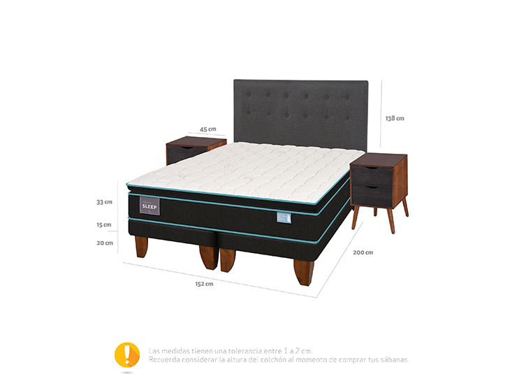 JUEGO DE DORMITORIO CIC CAMA EUROPEA GREEN SLEEP BD 2 PLAZAS + SET KAVERY - 3