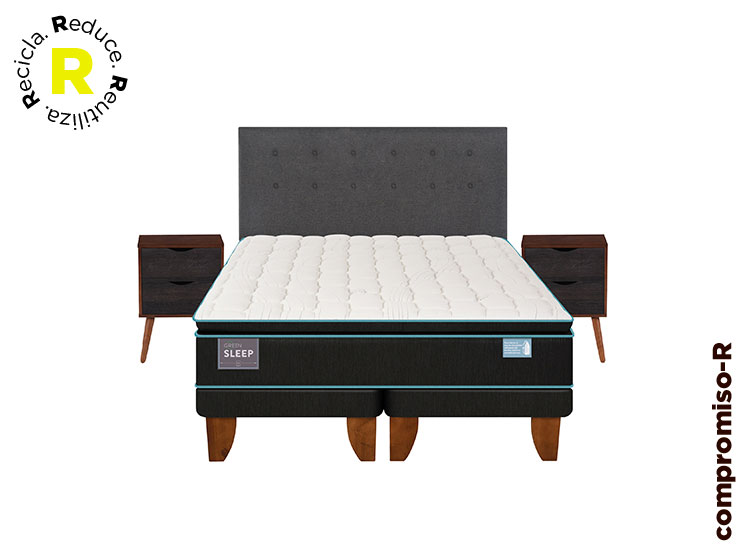 JUEGO DE DORMITORIO CIC CAMA EUROPEA GREEN SLEEP BD 2 PLAZAS + SET KAVERY - 1