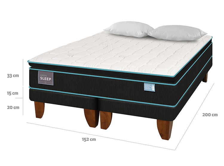 JUEGO DE DORMITORIO CIC CAMA EUROPEA GREEN SLEEP BD 2 PLAZAS + ALMOHADAS - 3