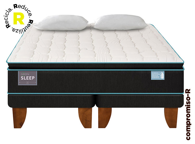 JUEGO DE DORMITORIO CIC CAMA EUROPEA GREEN SLEEP BD 2 PLAZAS + ALMOHADAS - 1