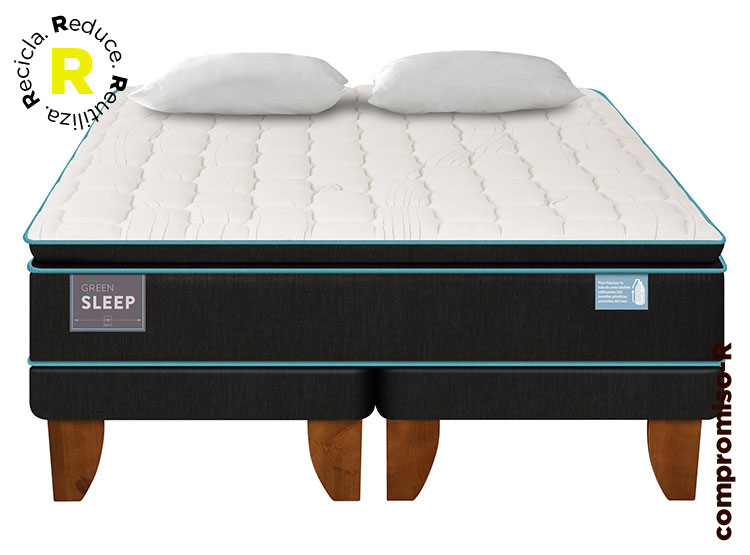 JUEGO DE DORMITORIO CIC CAMA EUROPEA GREEN SLEEP BD KING + ALMOHADAS - 1