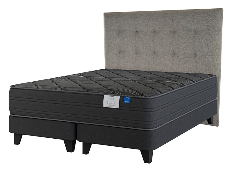 JUEGO DE DORMITORIO FLEX CAMA EUROPEA BLACK BOX TOP BD 2 PLAZAS GRAFITO + RESPALDO DESIGN GRIS - 2