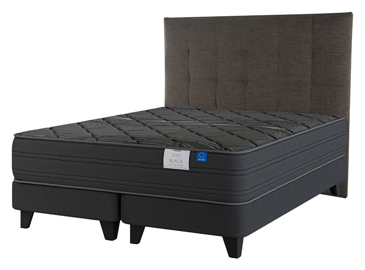 JUEGO DE DORMITORIO FLEX CAMA EUROPEA BLACK BOX TOP KING NEGRO + RESPALDO DESIGN - 2