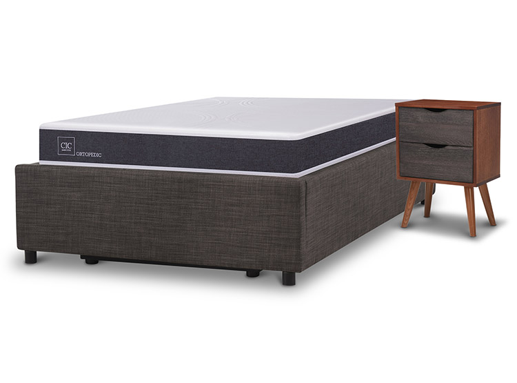 JUEGO DE DORMITORIO CIC CAMA BOX SPACE ORTOPEDIC 1.5 PLAZAS + VELADOR NIGER - 2
