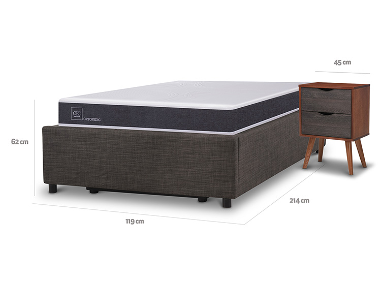 JUEGO DE DORMITORIO CIC CAMA BOX SPACE ORTOPEDIC 1.5 PLAZAS + VELADOR NIGER - 4