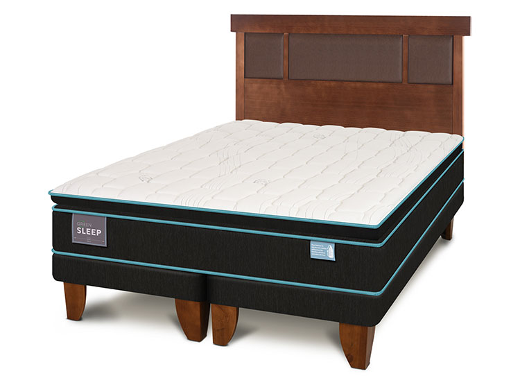 JUEGO DE DORMITORIO CIC CAMA EUROPEA GREEN SLEEP BD 2 PLAZAS + RESPALDO DUBLIN CARAMELO - 2