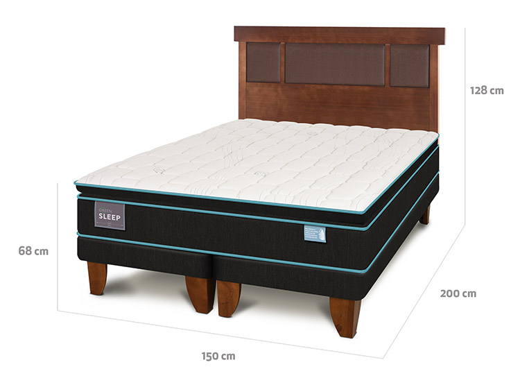 JUEGO DE DORMITORIO CIC CAMA EUROPEA GREEN SLEEP BD 2 PLAZAS + RESPALDO DUBLIN CARAMELO - 3